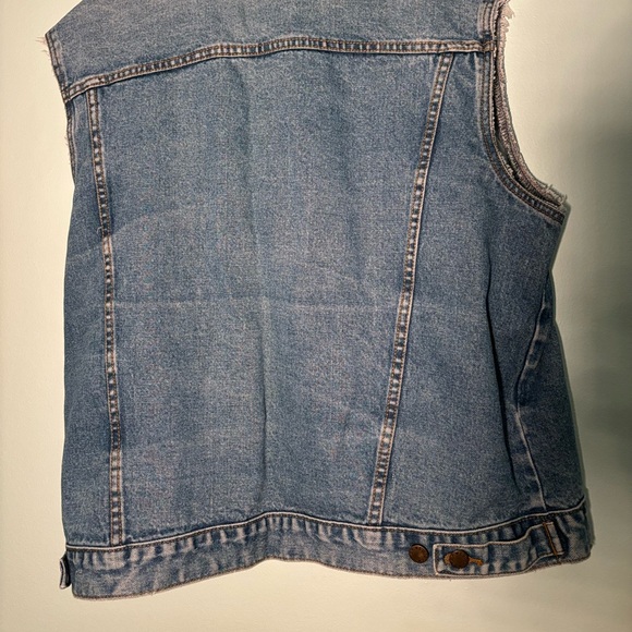 Lucky Star Vintage Denim Jean Vest with Frayed Hems Size L Large - Picture 9 of 14